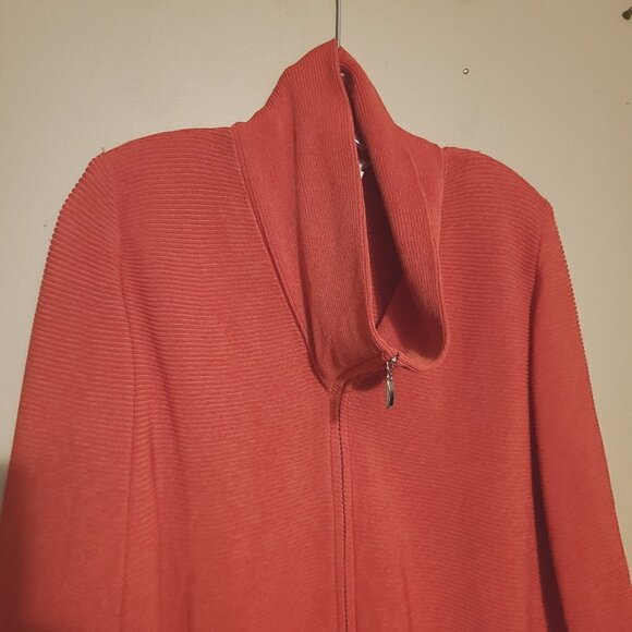 Exclusively Misook | Pink Ribbed Full Zipper Cardigan Sweater (Size Small) - Picture 3 of 14